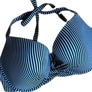 Shade & Shore Black and White Halter Bikini Top